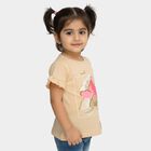Girls Light Beige Cotton Round Neck Casual T-Shirt, गहरा पीला, small image number null