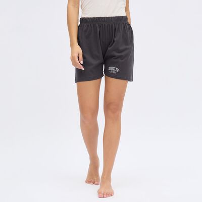 Ladies' Charcoal Black Elastic Waist Basic Shorts