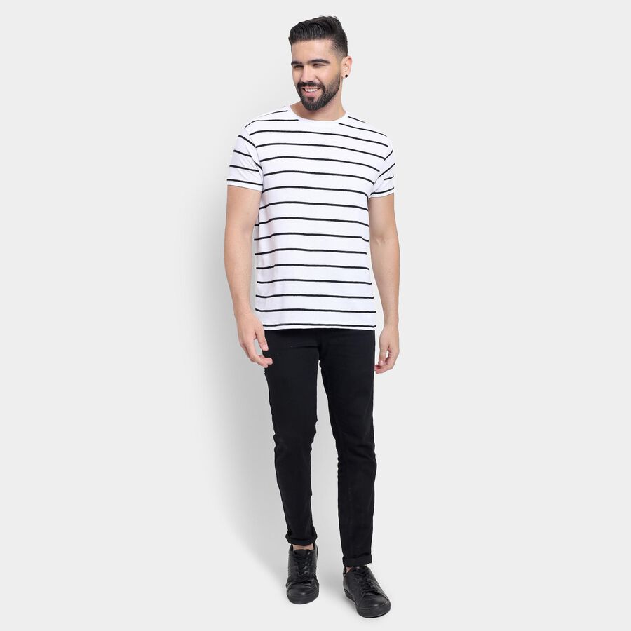 Men's Round Neck Half Sleeves T-Shirt, Off White, large image number null