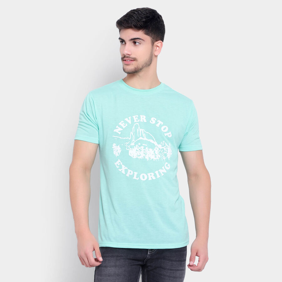 राउंड नेक टी-शर्ट, हल्का हरा, large image number null