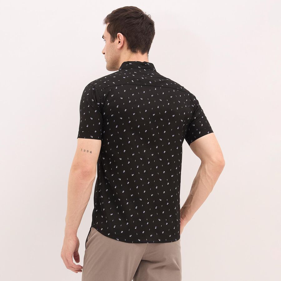 Men's 100% Cotton Regular Collar Casual Shirt, Black, large image number null