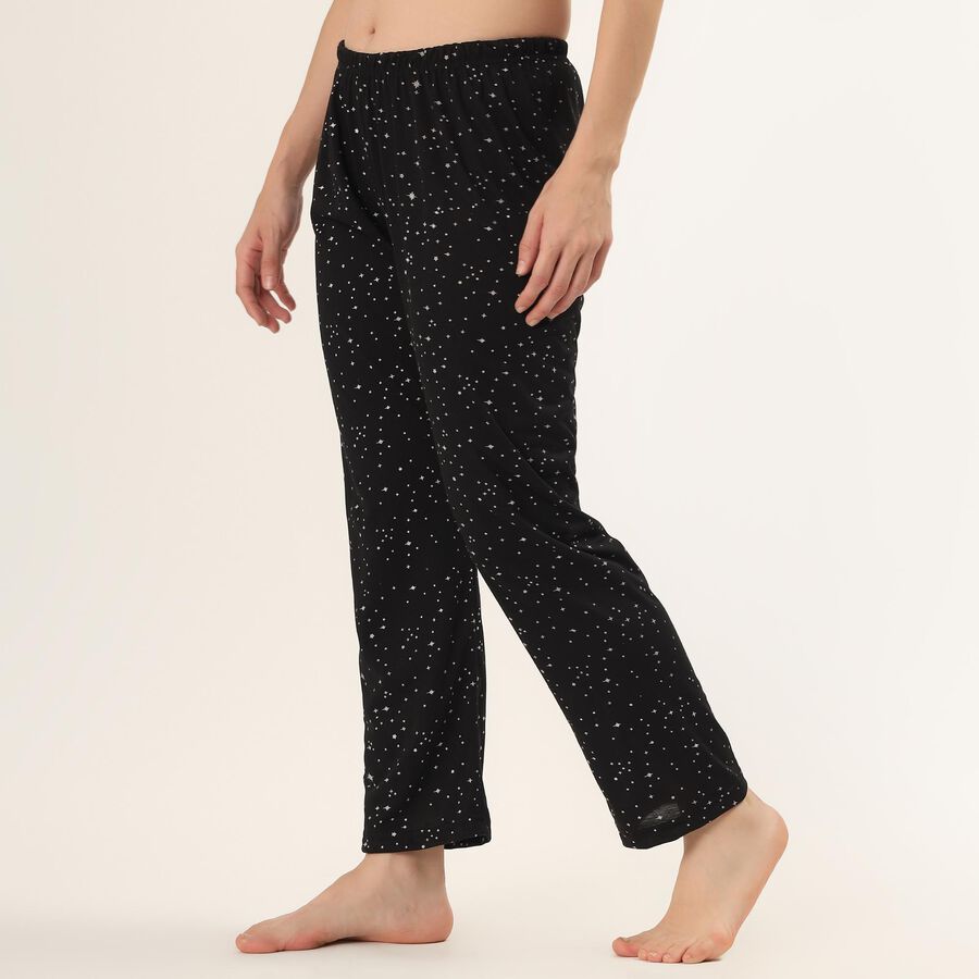 Women's Black Regular Fit Solid Pyjama, काला, large