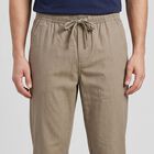 Men's Olive Green Slim Fit Drawstring Chino Trousers, Light Green, small