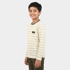Boys' Off White Round Neck Regular T-Shirt, Off White, small