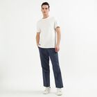 Men's Navy Blue Slim Fit Cargo Trousers, मध्यम नीला, small image number null