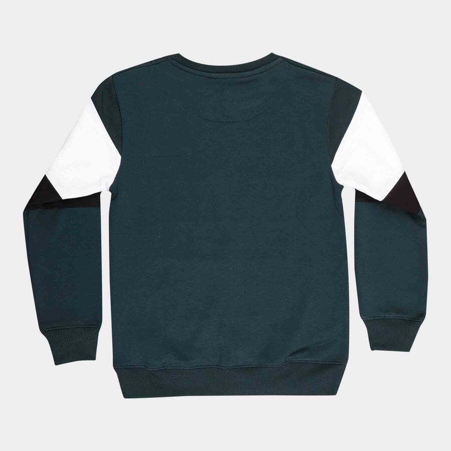 Boys Round Neck Sweatshirt, Dark Green, large image number null