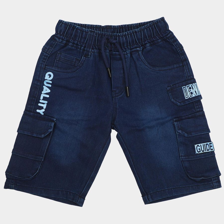 Boys' Navy Blue Regular Fit Multi-Pocket Cargo Jamaican Shorts, Dark Blue, large