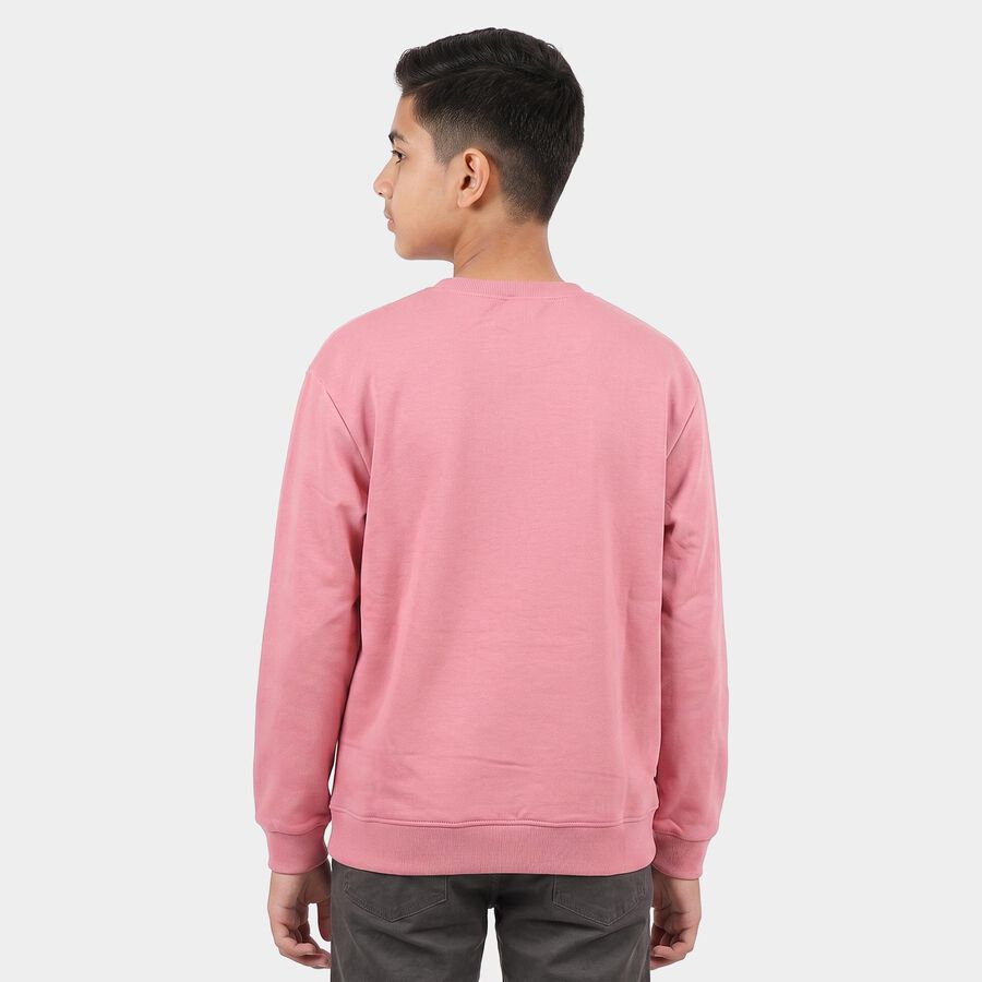 Boys' Pink Crew Neck Pullover Sweatshirt, गुलाबी, large