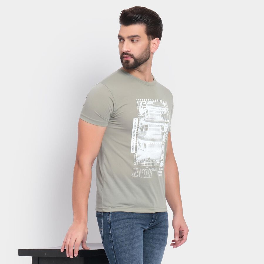 Men's Round Neck Half Sleeves T-Shirt , Light Green, large image number null