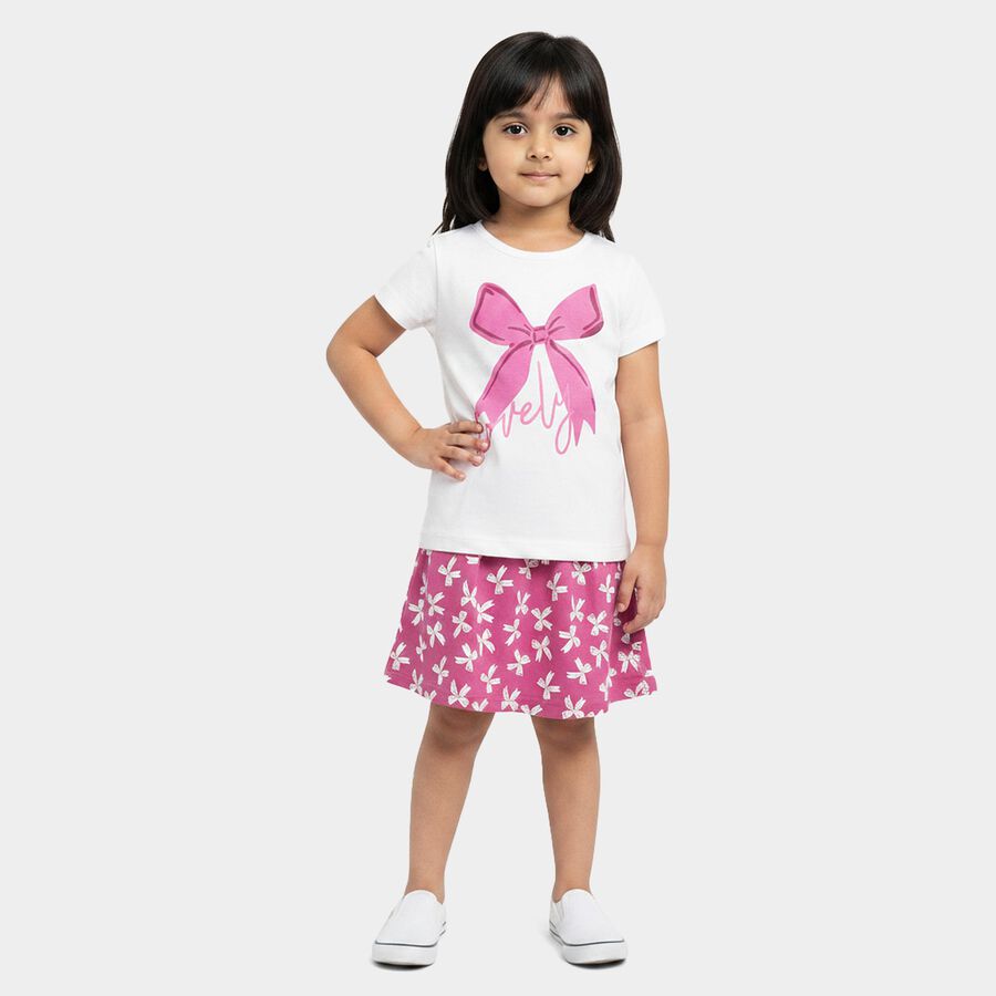 Girls Lilac Round Neck Co-ord Set Upper and Bottom Set, लाइलेक, large