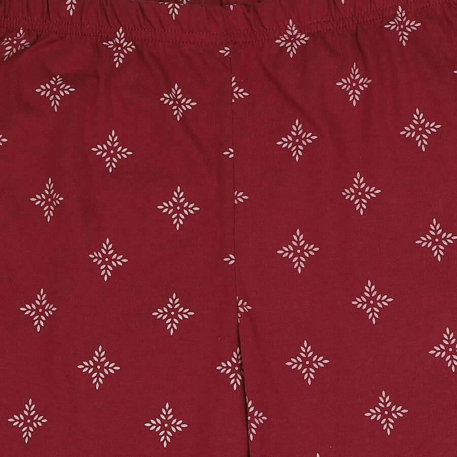 Girls' Pink Straight Fit Geometric Printed Pyjama, Pink, large