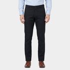 Men's Navy Blue Slim Fit Casual Trousers, Navy Blue, small