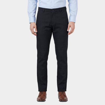 Men's Navy Blue Slim Fit Casual Trousers
