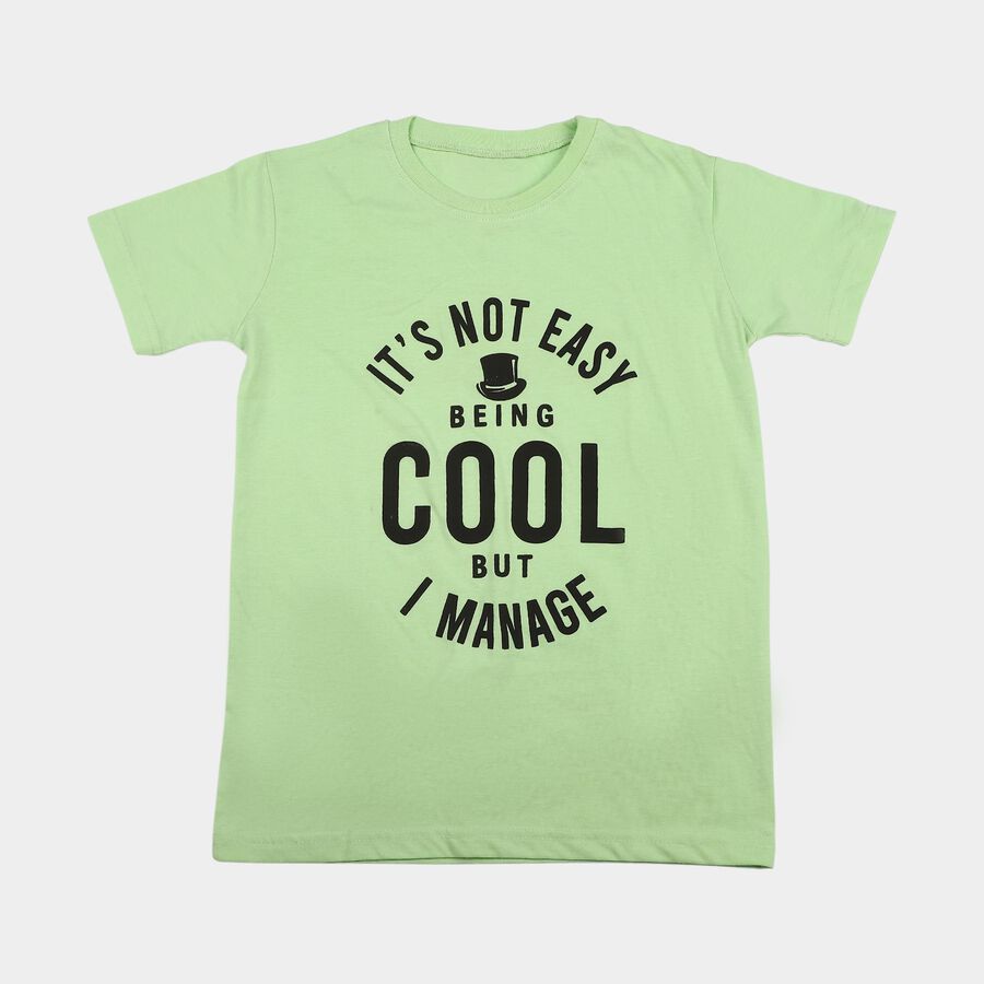 Boys' Half Sleeves T-Shirt, हल्का हरा, large