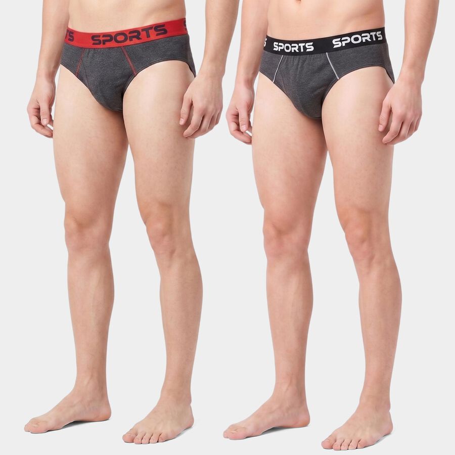 Men's Charcoal Regular Fit Solid Briefs, Charcoal, large