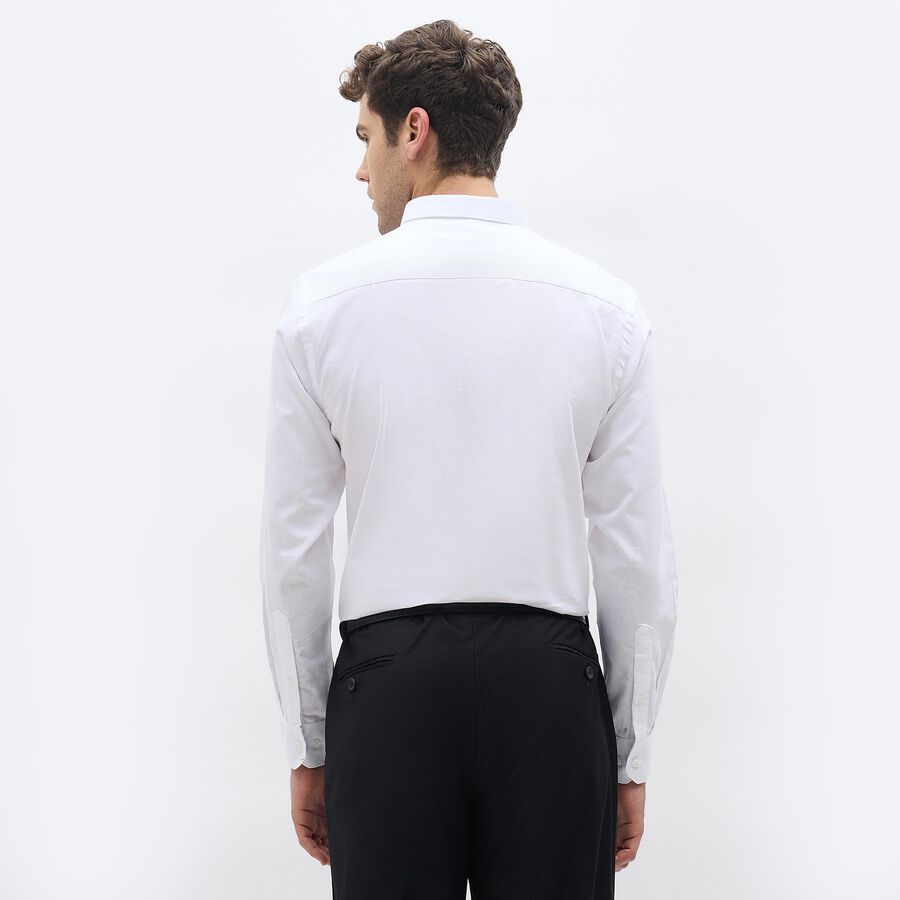 Men's Rich Eggshell White Cotton Classic Collar Formal Shirt, सफ़ेद, large image number null