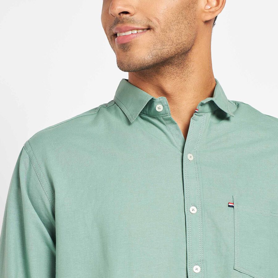 Cotton Solid Casual Shirt, हल्का हरा, large image number null