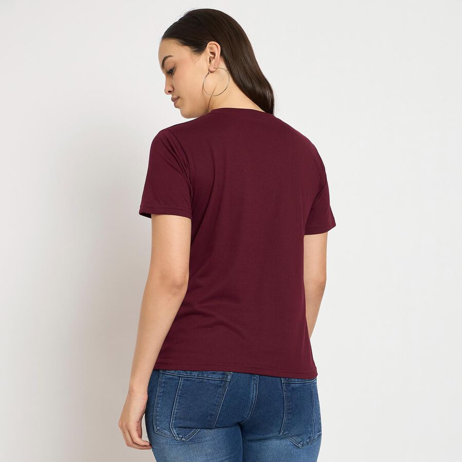 Ladies' Round Neck T-Shirt , Wine, large image number null