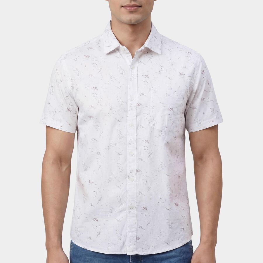 Men's White Cotton Button Down Casual Shirt, ऑफ व्हाइट, large