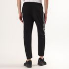 Men's Black Regular Fit Side-Striped Track Pants, Black, small