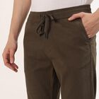 Men's Olive Slim Fit Stretchable Casual Trousers, ओलिव, small