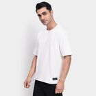 Men's Round Neck Half Sleeves T-Shirt, ऑफ व्हाइट, small