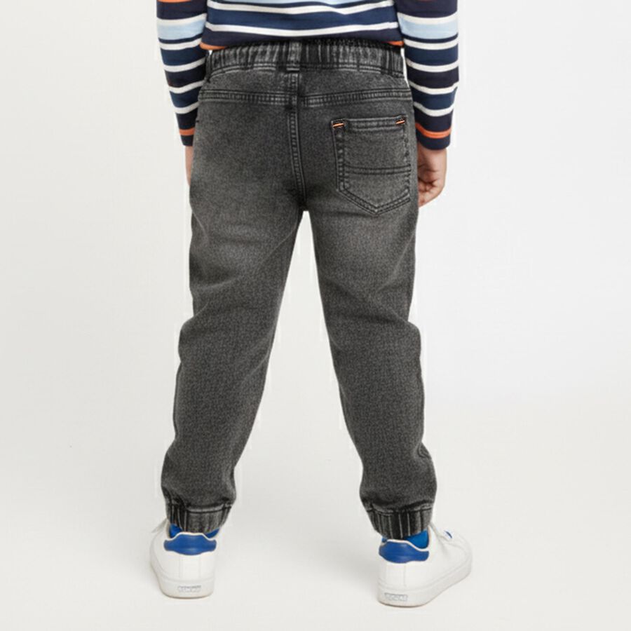 Boys' Charcoal Black Relaxed Fit Jogger Jeans, चारकोल, large image number null