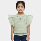Girls' Light Sage Green Peter Pan Collar Romantic T-Shirt, Light Green, small