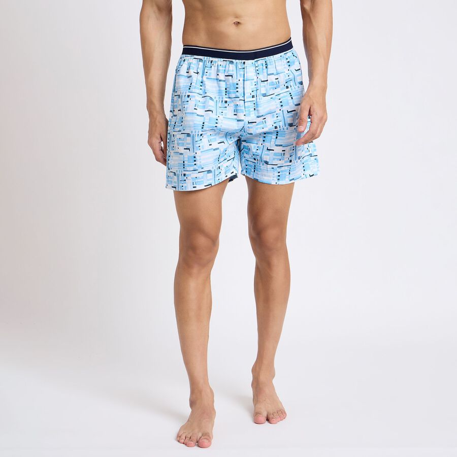 Men's 100% Cotton Boxers, हल्का नीला, large