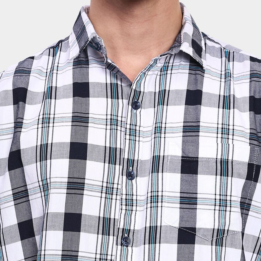 Men's 100% Cotton Casual Shirt, Teal Blue, large