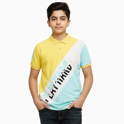 Boys Mustard Yellow Cotton Round Neck Casual T-Shirt