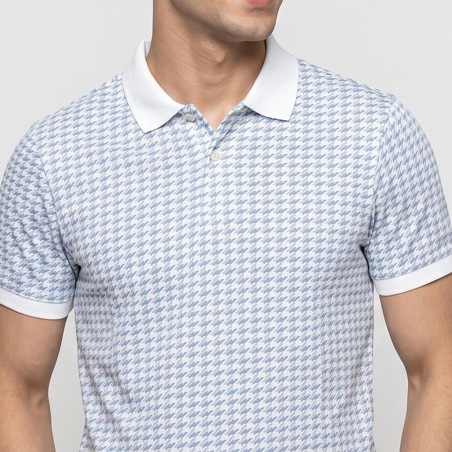 Men Light Blue Cotton Polo Neck Polo T-Shirt, Light Blue, large