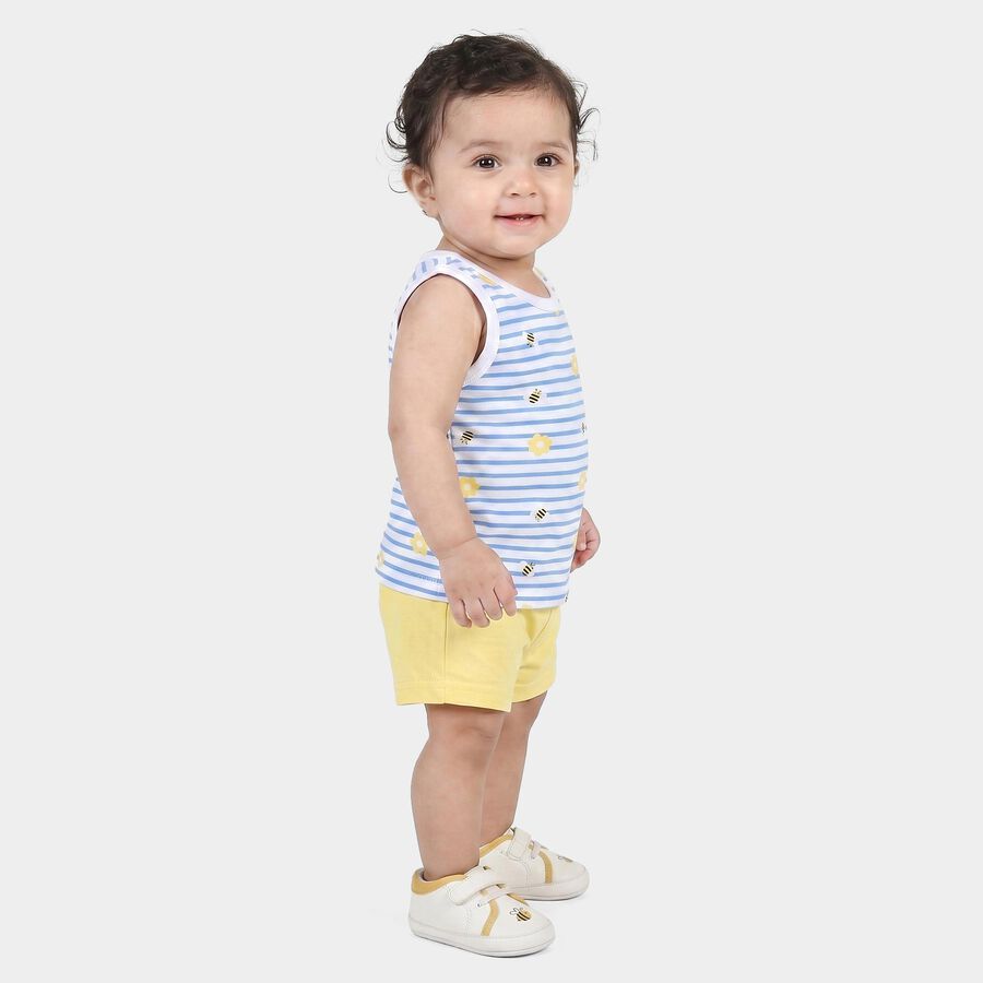 Infants Light Blue Round Neck Short Set Upper and Bottom Set, Light Blue, large