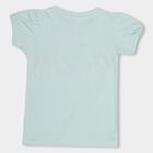 Girls' Light Aqua Cotton Round Neck Casual T-Shirt, Aqua, small image number null