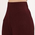 Women's Deep Maroon Wide-Leg Textured Track Pants, भूरा, small image number null