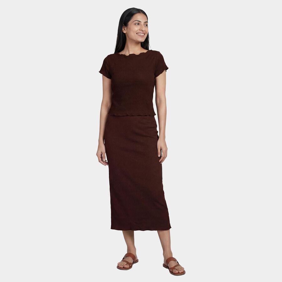 Women's Brown Textured Co-ord Set, Brown, large