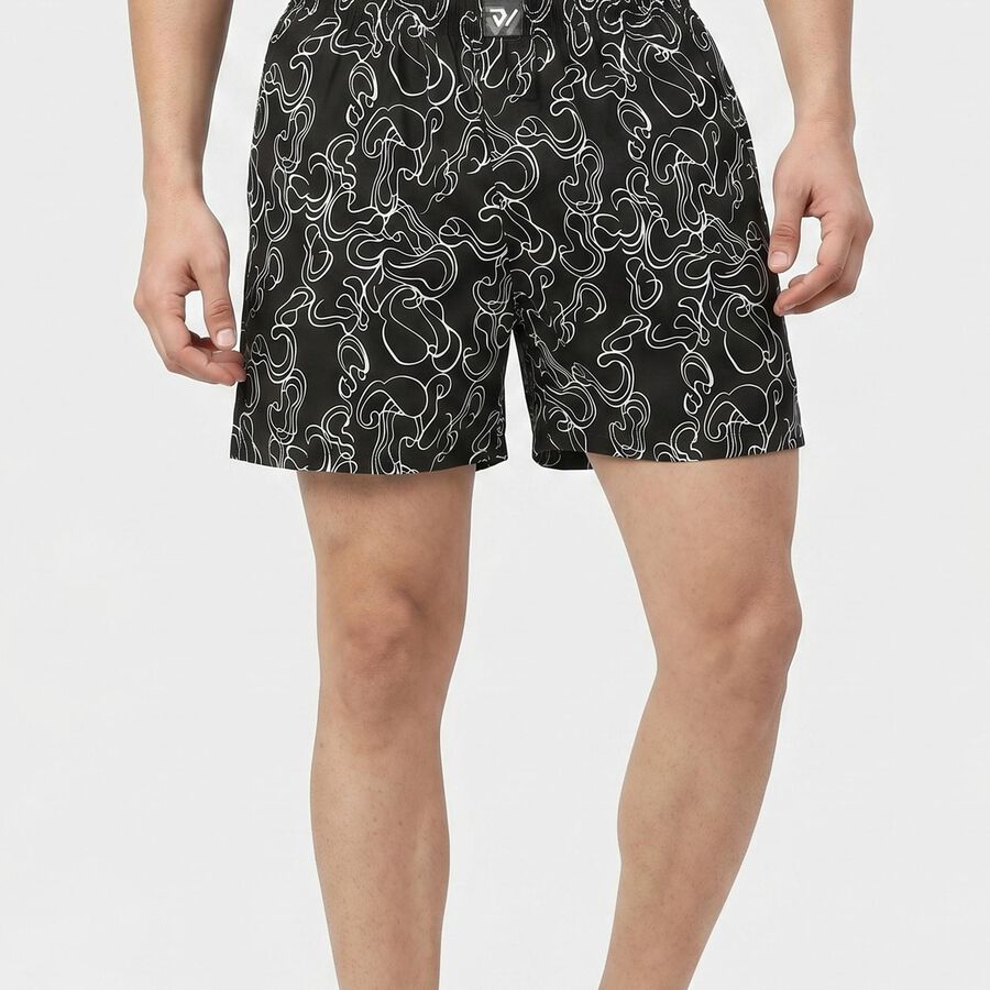 Men's Black Classic Fit Abstract Printed Boxers, Black, large
