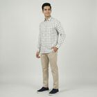 Men's White Cotton Classic Collar Casual Shirt, Off White, small