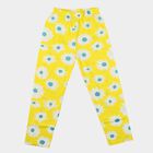 Girls' Yellow Straight Fit Floral Printed Cotton Blend Pyjama, Yellow, small