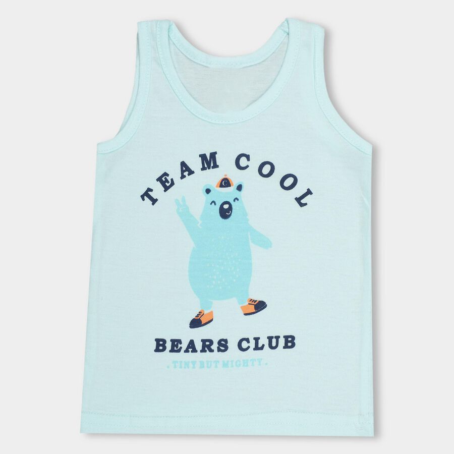 Infants' Light Sky Blue Cotton Round Neck Casual Vest, Aqua, large image number null
