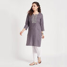 Cotton Straight Kurta, Dark Grey, small image number null