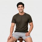 Men Olive Green Round Neck Regular T-Shirt, Olive, small