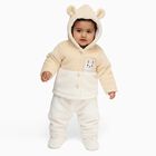 Infants Beige and White Bear Ear Hoodie Hipster Set, गहरा पीला, small image number null