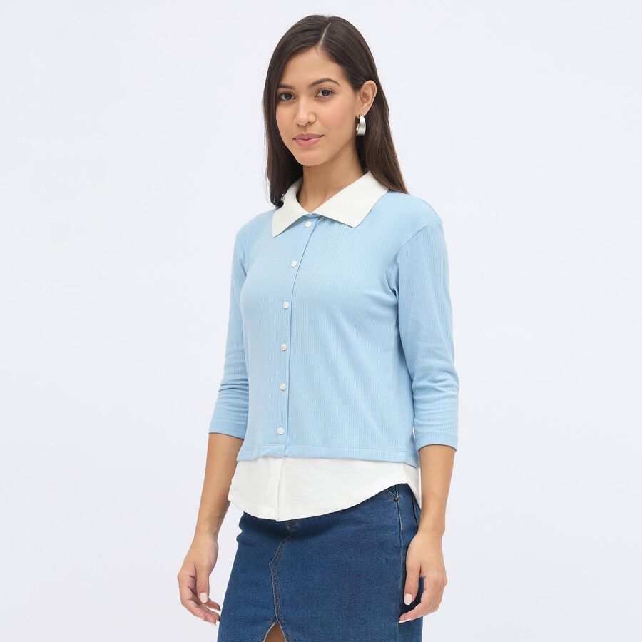 Women's Light Powder Blue Classic Shirt, हल्का नीला, large image number null