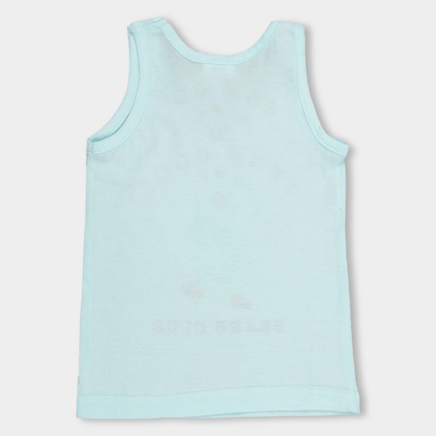 Infants' Light Sky Blue Cotton Round Neck Casual Vest, Aqua, large image number null