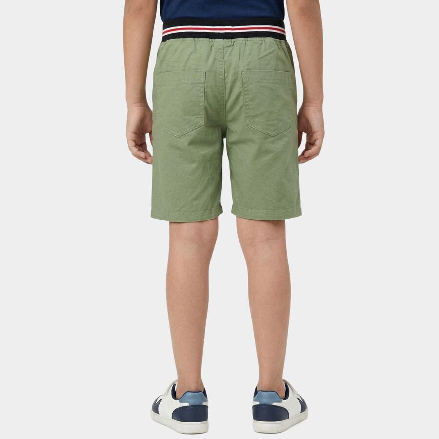 Boys' Olive Cotton Regular Fit Bermuda Shorts, Olive, large