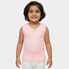 Girls' Peach Cotton Round Neck Casual Vest, पीच, small