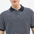 Men's Navy Blue Polo Neck Casual T-Shirt, नेवी ब्लू, small