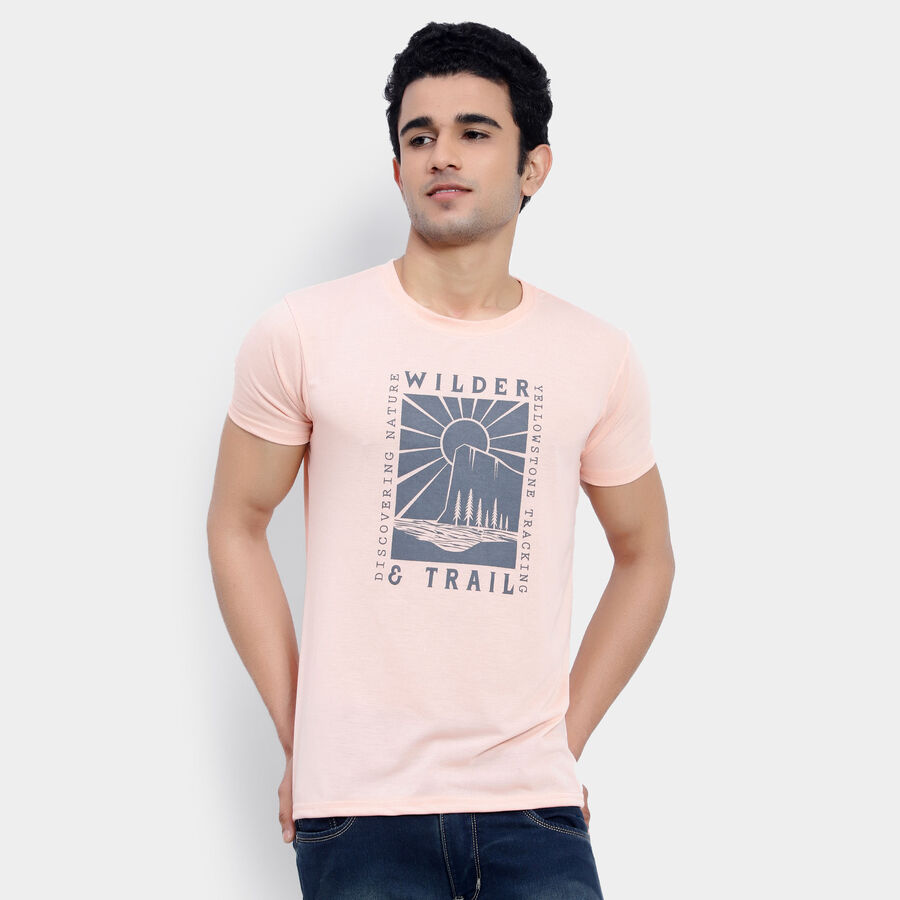 Round Neck T-Shirt, Peach, large image number null