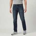 Men's Navy Blue Straight Fit Stretchable Jeans, गहरा नीला, small